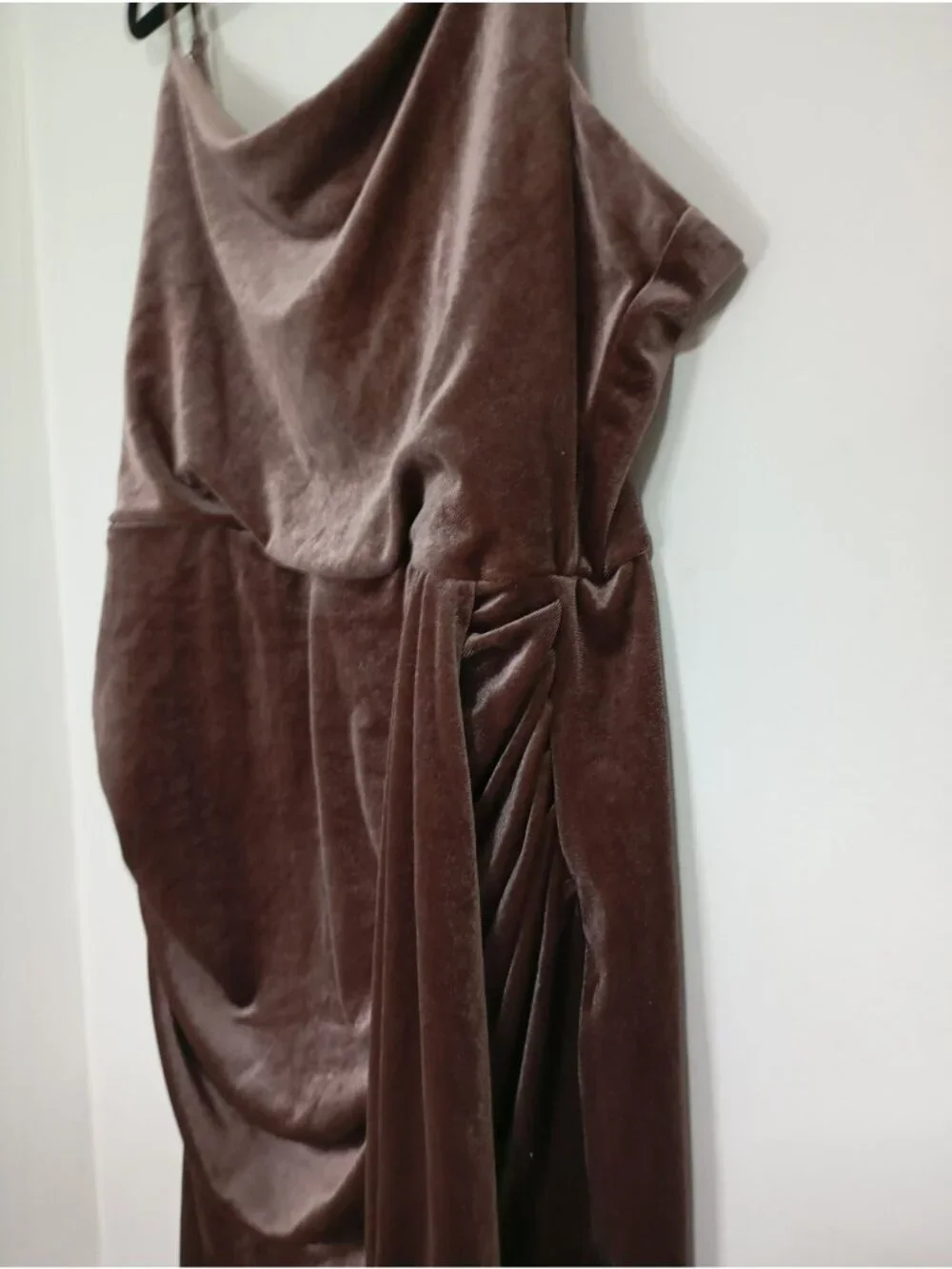 Lulus Brown Velvet Draped Midi Dress Adjustable Straps & Back Zipper Closure XL